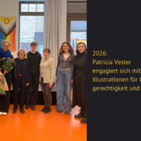 2026 Patricia Vester engagiert sich mit Worten und Illustrationen für Geschlechter-gerechtigkeit und gegen Rassismus.